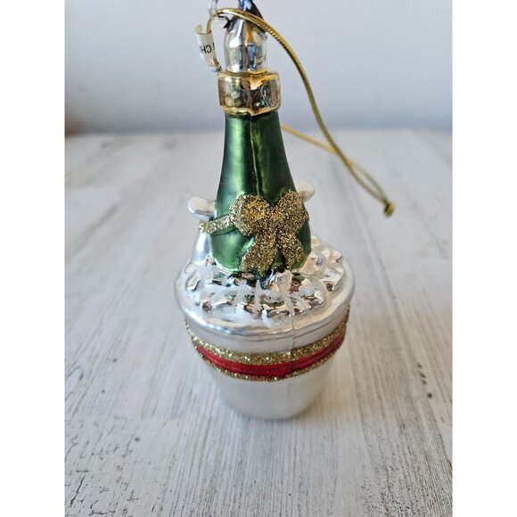 Glass 2000 Champagne bottle ornament ice celebration Xmas tree - Picture 2 of 7